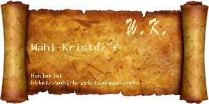 Wahl Kristóf névjegykártya